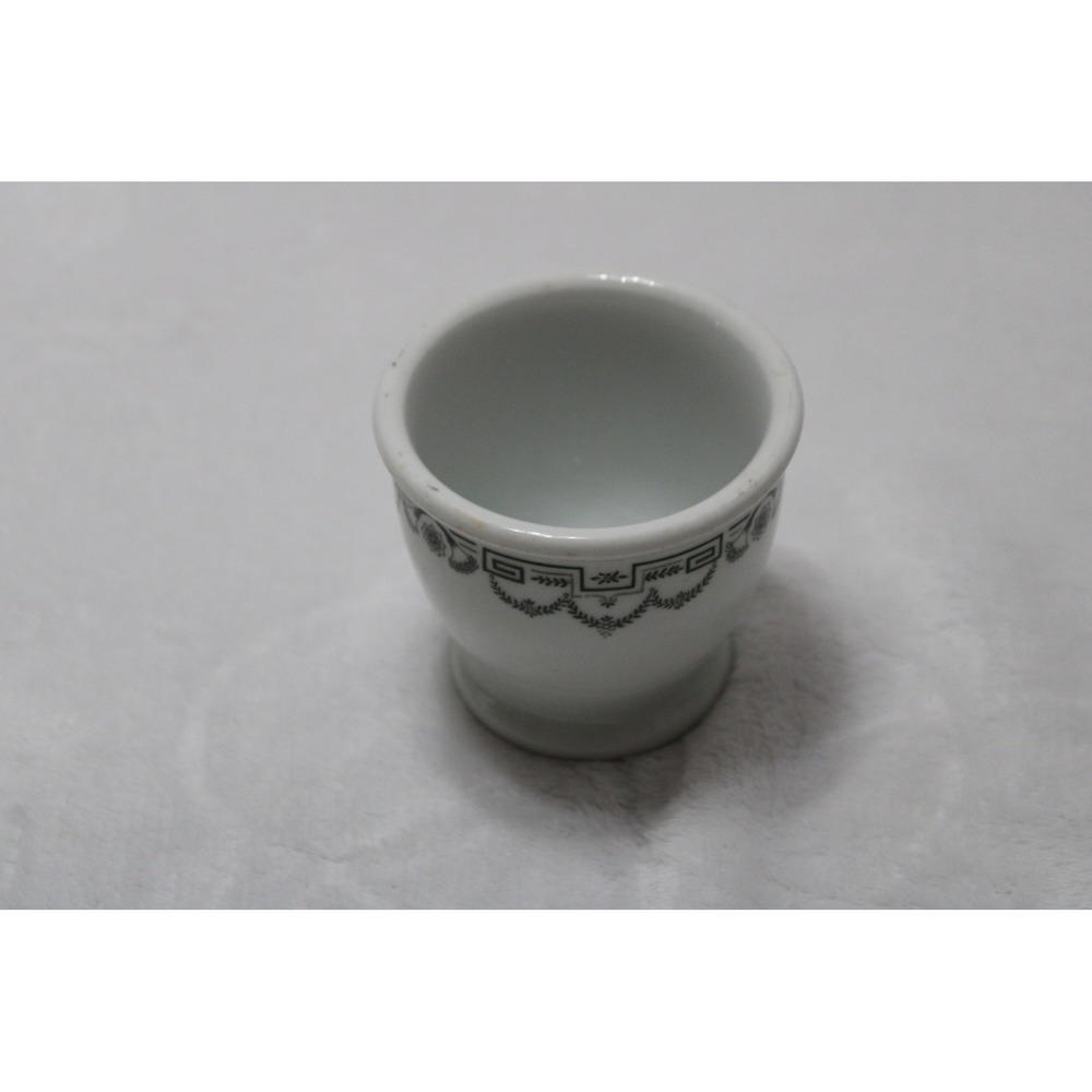 Buffalo China 1927 Plymouth Egg Cup Greek Key Green White Restaurant Ware